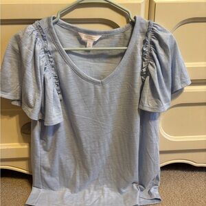 LC Lauren Conrad Sky Blue Ruffle Sleeve Top